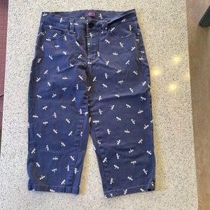 NYDJ skimmer shorts with adorable dragonfly pattern